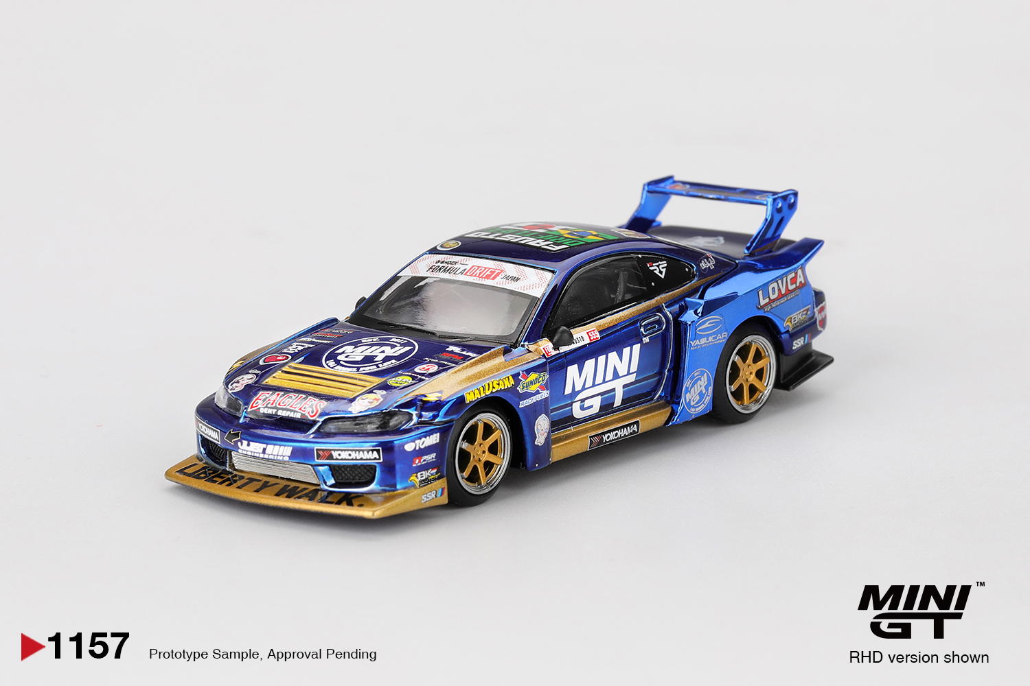 Miniatura Mini GT Nissan LB-Super Silhouette S15 SILVIA #555 Team MINI GT Liberty Walk 2025 Formula Drift, código MGT01157
