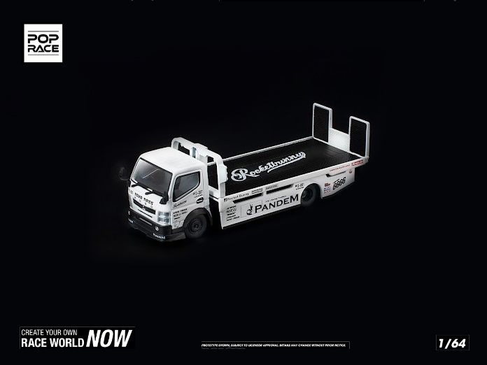 Pop Race PANDEM HINO 300 FLATBED TRANSPORTER WHITE — imagem principal