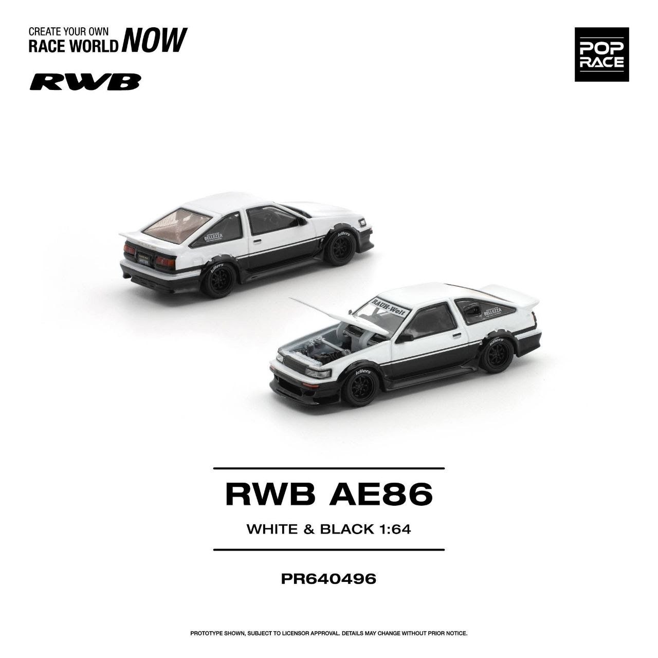 Pop Race RWB AE86 WHITE BLACK — imagem principal