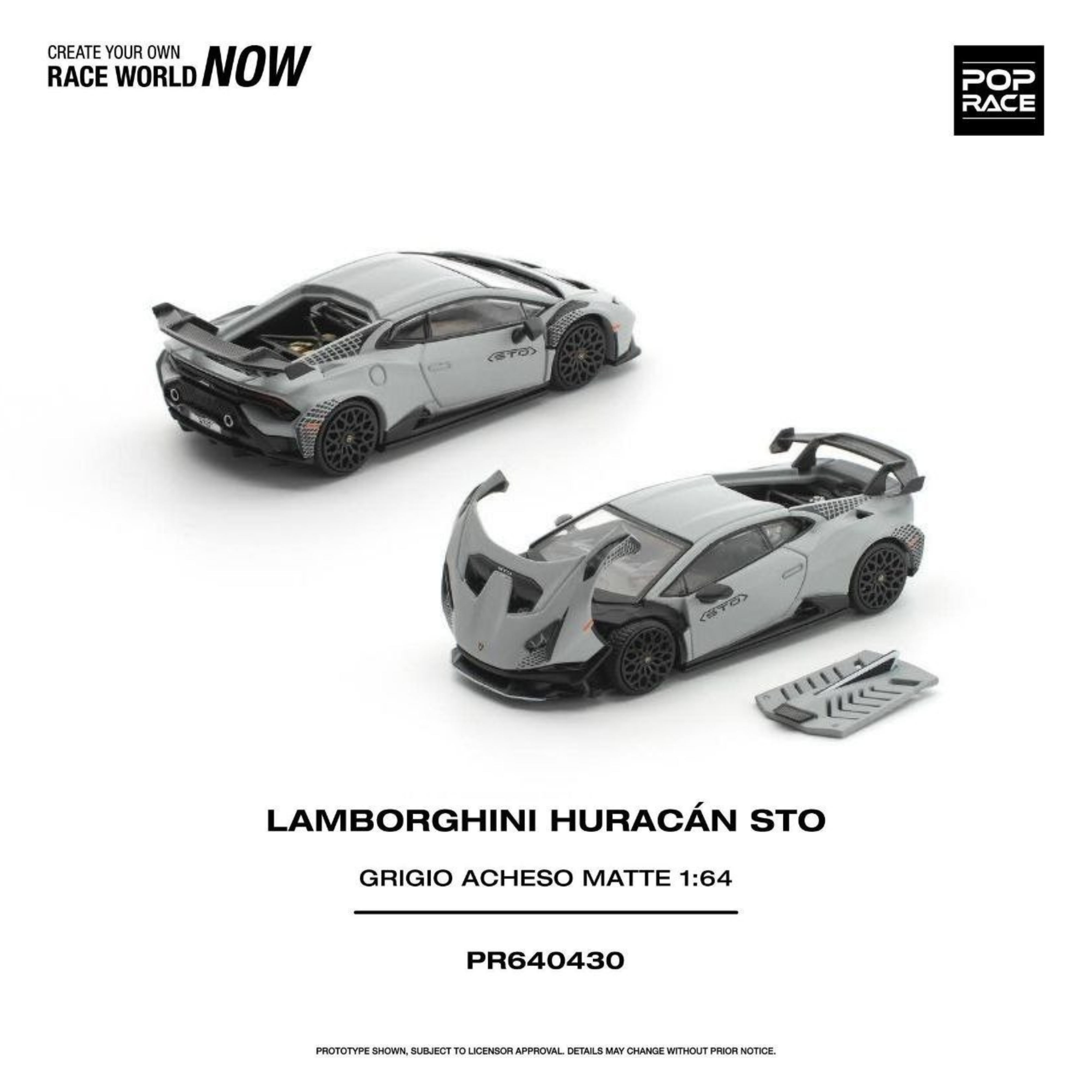 Pop Race LAMBORGHINI HURACAN STO - GRIGGIO ACHESO MATTE — imagem principal