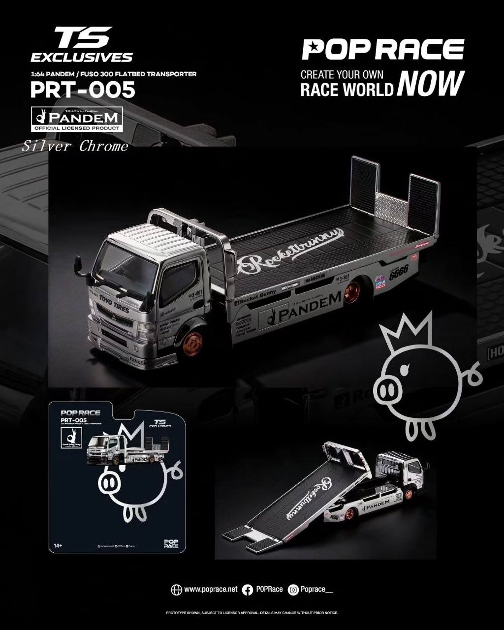 Pop Race PANDEM FUSO 300 TRANSPORT FLATBED CHROME — imagem principal