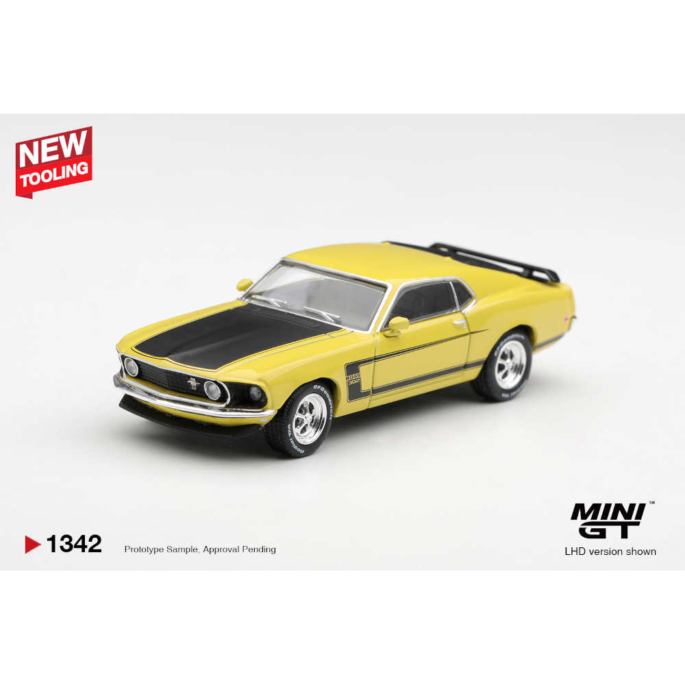 Mini GT Ford Mustang Boss 302 1969 Bright Yellow — imagem principal