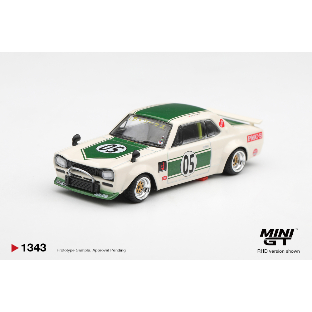 Mini GT Nissan Skyline LB-WORKS "HAKOSUKA" White / Green — imagem principal