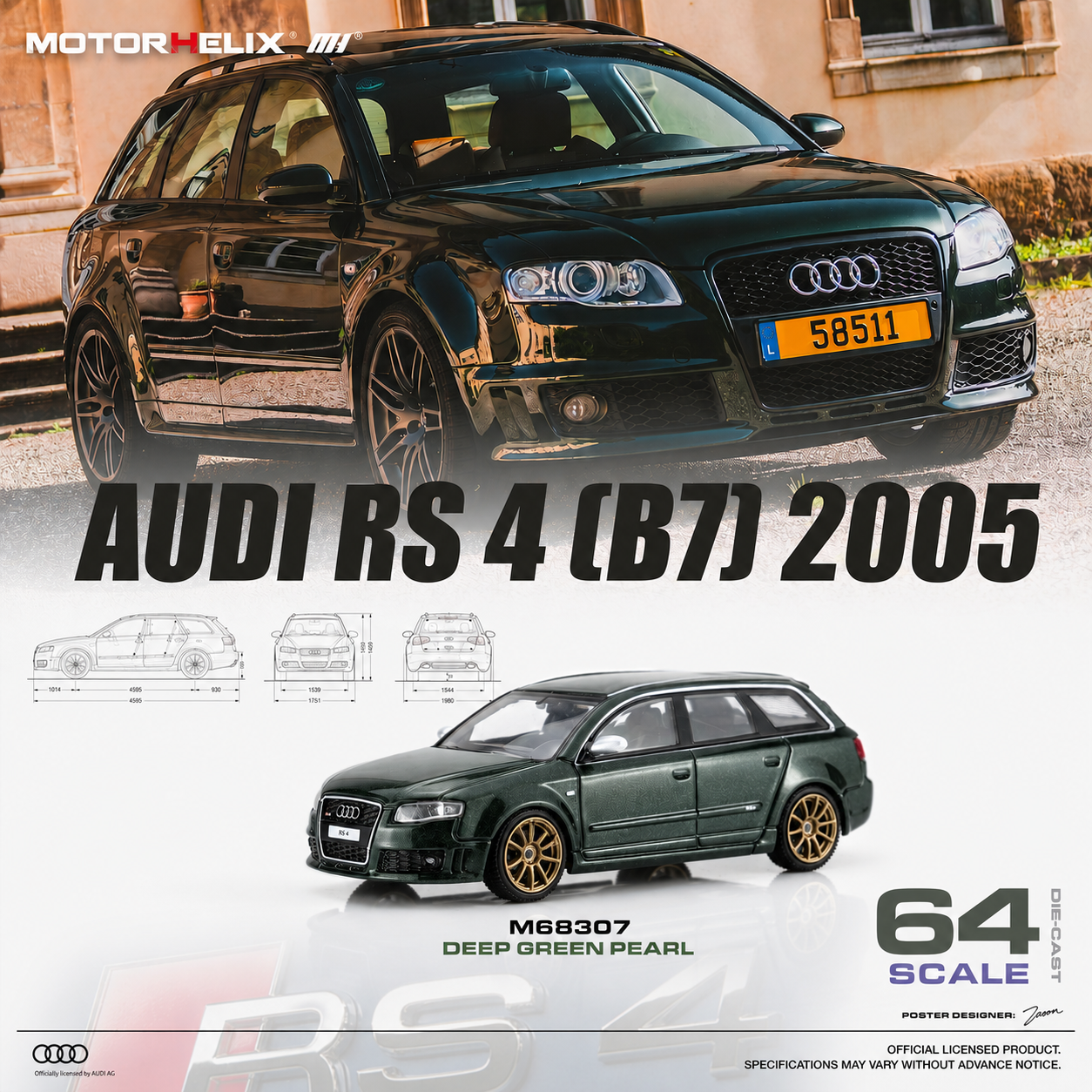 Motorhelix Audi RS4 (B7) 2005 Deep Green Pearl — imagem principal