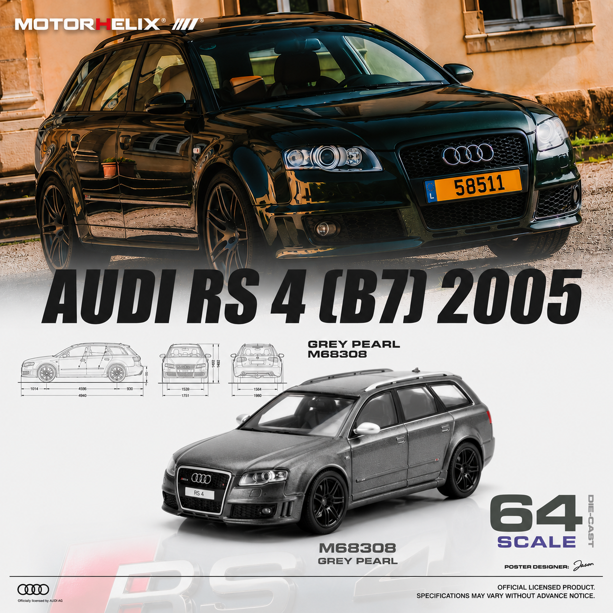 Motorhelix Audi RS4 (B7) 2005 Grey Pearl — imagem principal