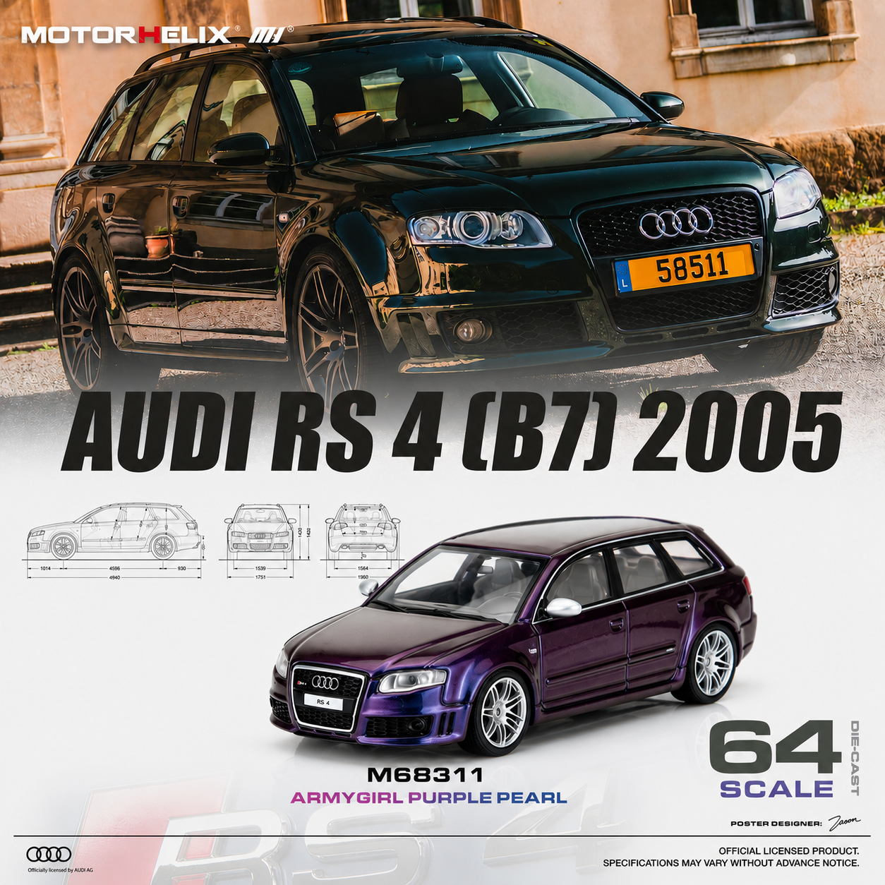 Motorhelix Audi RS4 (B7) 2005 Purple Pearl — imagem principal