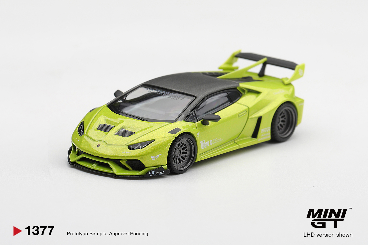 Mini GT Lamborghini Huracán LB★WORKS Lime Metallic — imagem principal